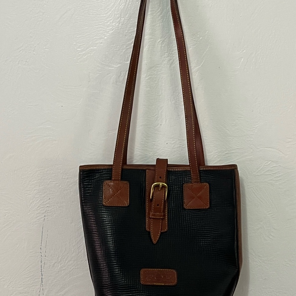 VTG Dooney & Bourke All Weather Leather Norwalk Satchel Bag Brass Hardware USA - Picture 2 of 16